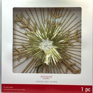 14.5” Ashland LED Golden Lighted Christmas Tree Topper 10 Clear Lights